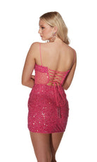 UNK-4907. Short, Scoop Neck, Straight, Lace-up Back image 1