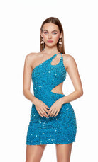 UNK-4779. Short, One Shoulder, Straight, Open Back image 0