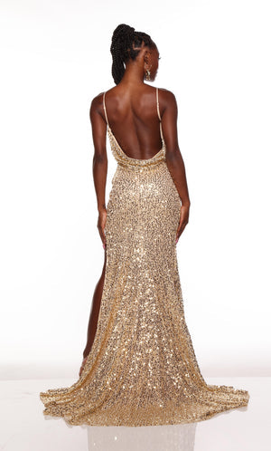 UNK-61378. Long, Cowl Neck, Straight, Open Back image 1
