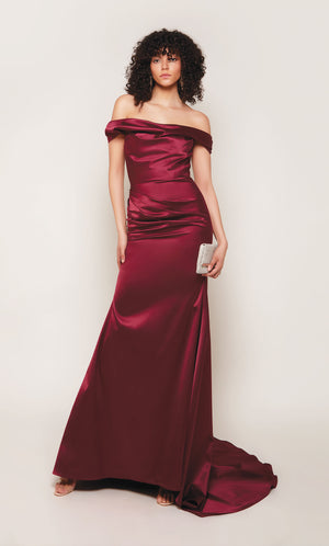 UNK-7064. Long, Off The Shoulder, Straight, Closed Back image 6
