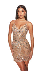 UNK-4802. Short, V-neck, Straight, Open Back image 2