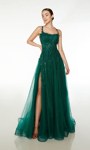 UNK-61574. Long, Scoop Neck, A-line, Open Back image 0