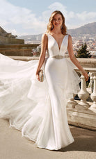 UNK-7019. Long, Plunging Neckline, Fit and Flare image 1