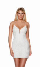 UNK-4668. Short, Plunging Neckline, Straight, Open Back image 2