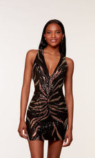 UNK-4655. Short, Halter Neckline, Straight, Open Back image 0