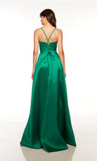 UNK-1760. Long, V-neck, A-line, Lace Up Back image 1