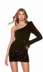 UNK-4793. Short, One Shoulder, Straight, Closed Back image 2