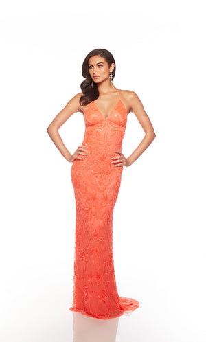 UNK-88007. Long, V Neckline, Straight, Open Back image 9