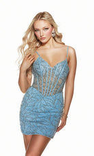 UNK-4862. Short, V-neck, Straight, Lace-up Back image 0