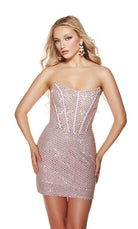 UNK-4833. Short, Strapless, Straight, Lace-up Back image 1