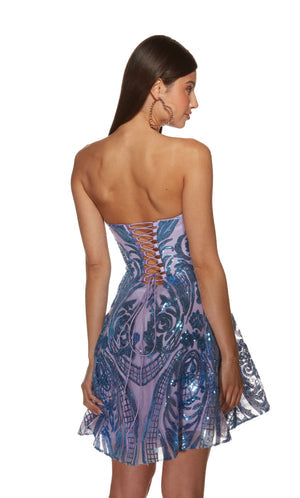 UNK-3773. Short, Strapless, A-line, Lace Up Back image 1
