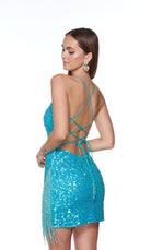 UNK-4624. Short, Plunging Neckline, Straight, Open Back image 4