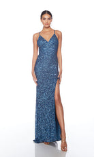 UNK-88002. Long, V Neckline, Straight, Open Back image 0