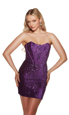 UNK-4926. Short, Strapless, Straight, Lace-up Back image 2