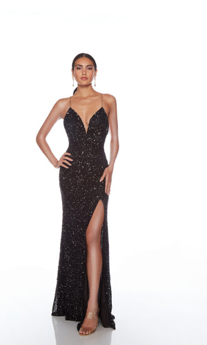 UNK-88010. Long, Plunging Neckline, Straight, Open Back image 2