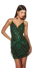 UNK-4802. Short, V-neck, Straight, Open Back image 3