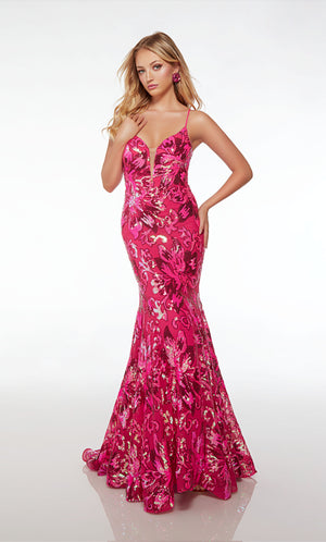 UNK-61508. Long, Plunging Neckline, Mermaid, Open Back image 0