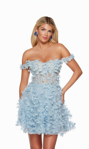 UNK-3172. Short, Off The Shoulder, A-line, Closed Back image 0