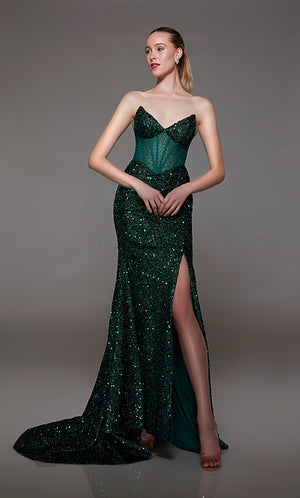 UNK-1775. Long, Strapless Neckline, Fit N Flare image 0