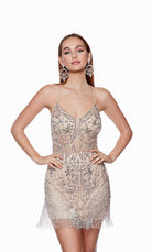 UNK-4672. Short, V-neck, Straight, Open Back image 3