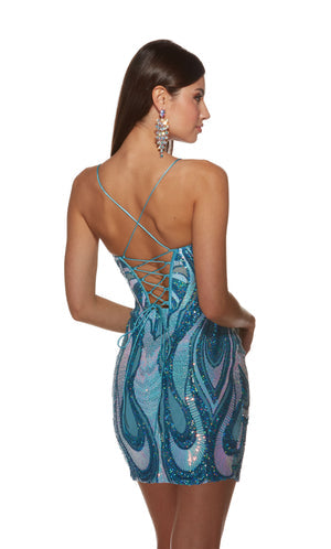 UNK-4899. Short, V-neck, Straight, Strappy Back image 1