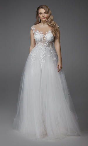 UNK-Wedding Dress: 5090. Long, Plunging Neckline, Medium Fullness image 4
