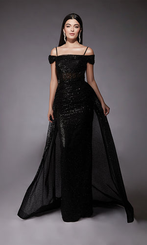 UNK-7101. Long, Off The Shoulder, Straight, Open Back image 0