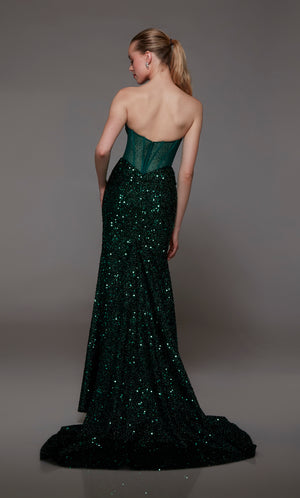 UNK-1775. Long, Strapless Neckline, Fit N Flare image 1
