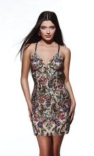 UNK-4882. Short, V-neck, Straight, Strappy Back image 4