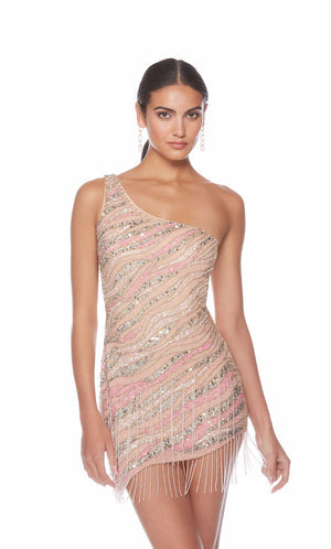 UNK-84011. Short, One Shoulder, Straight, Zip Up Back image 4