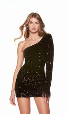 UNK-4793. Short, One Shoulder, Straight, Closed Back image 3