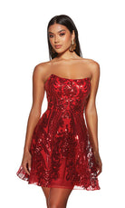 UNK-3773. Short, Strapless, A-line, Lace Up Back image 4
