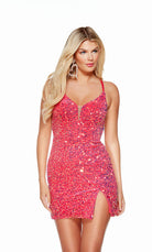 UNK-4788. Short, Plunging Neckline, Straight, Open Back image 5