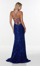 UNK-61186. Long Cut Out Dress, Scoop Neck, Straight image 7