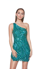 UNK-4641. Short, One Shoulder, Straight, Closed Back image 7