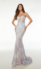 UNK-61505. Long, Strapless, Fit And Flare, Lace-up Back image 2