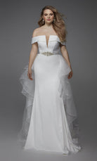 UNK-Wedding Dress: 7020. Long, Off The Shoulder, Fit N Flare image 0