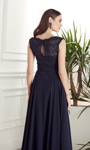 UNK-27504. Long Formal Dress, Illusion Neckline, Flowy image 1