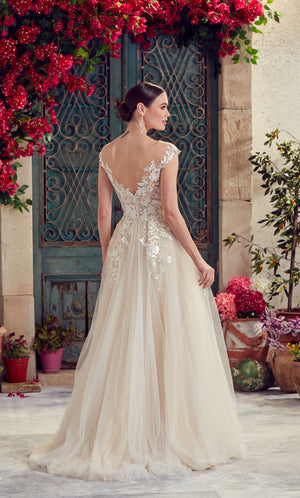 UNK-Wedding Dress: 5090. Long, Plunging Neckline, Medium Fullness image 3