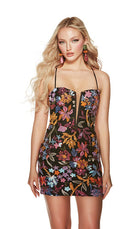 UNK-4880. Short, Plunging Neckline, Straight image 1