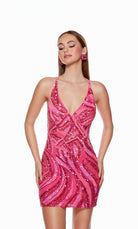 UNK-4640. Short, V-neck, Straight, Strappy Back image 0