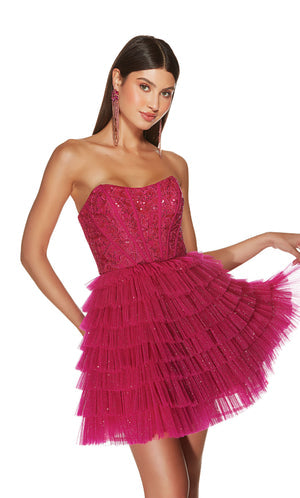 UNK-3767. Short, Strapless, A-line, Lace Up Back image 5