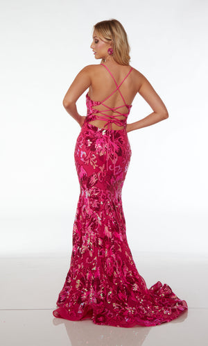 UNK-61508. Long, Plunging Neckline, Mermaid, Open Back image 1
