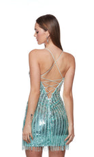 UNK-4634. Short, Plunging Neckline, Straight, Open Back image 1