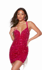 UNK-4747. Short, Plunging Neckline, Straight, Open Back image 2