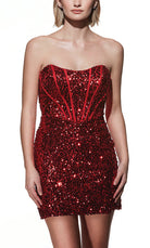 UNK-4909. Short, Strapless, Straight, Lace-up Back image 3