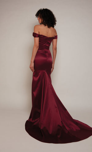 UNK-7064. Long, Off The Shoulder, Straight, Closed Back image 4