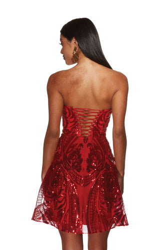 UNK-3773. Short, Strapless, A-line, Lace Up Back image 7