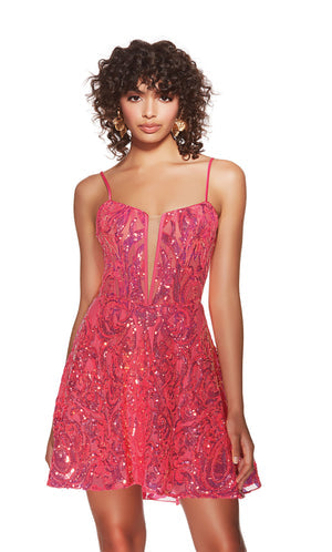 UNK-3768. Short, Plunging Neckline, A-line image 2