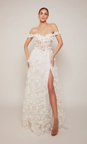 UNK-61308. Long, Off The Shoulder, A-line, Lace Up Back image 1